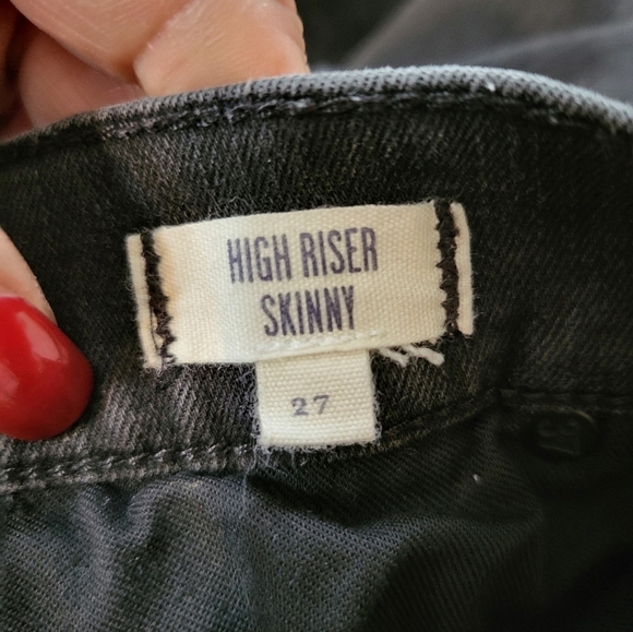 Madewell Women's Black Quilted. Zip Moto  High Rise 27 Jeans - Picture 6 of 16